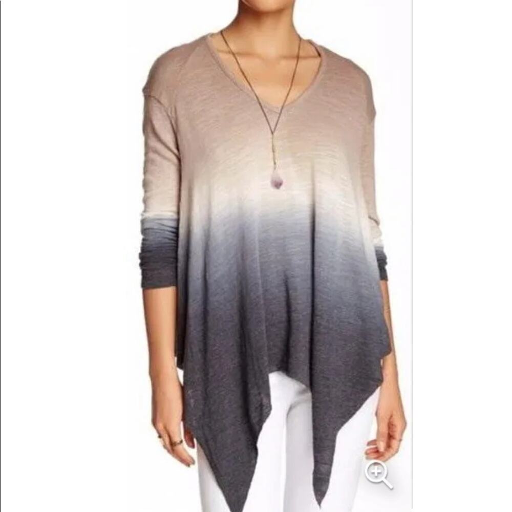Young Fabulous & Broke brown black Ombre asymmetrical long sleeve top large